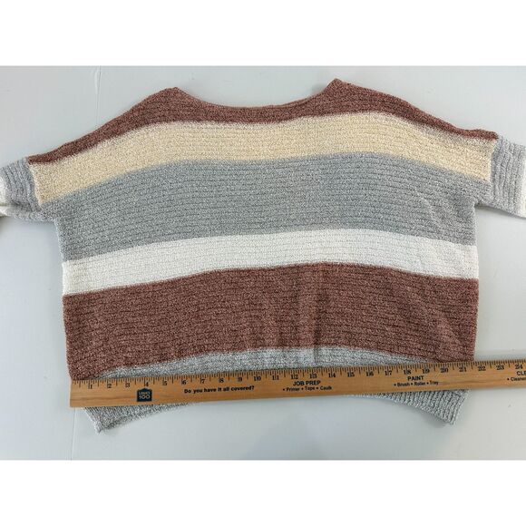 Cozy Casual Women's Neutral Multicolor Stripe Lightweight Sweater Size S / M - Picture 6 of 9